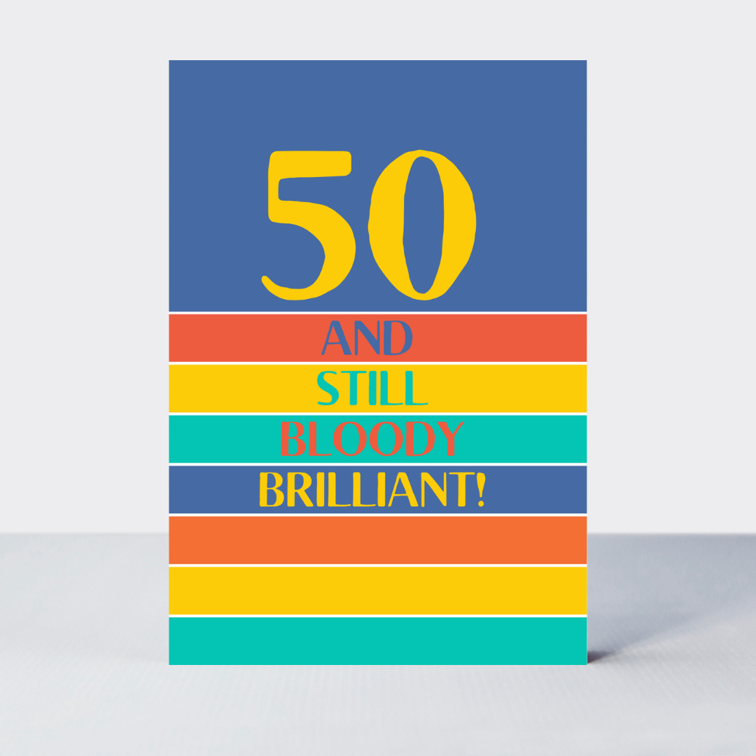Petimo - Bright Side 50th Fifty Birthday Bright Stripe Card - More Than Just a Gift | Narborough Hall