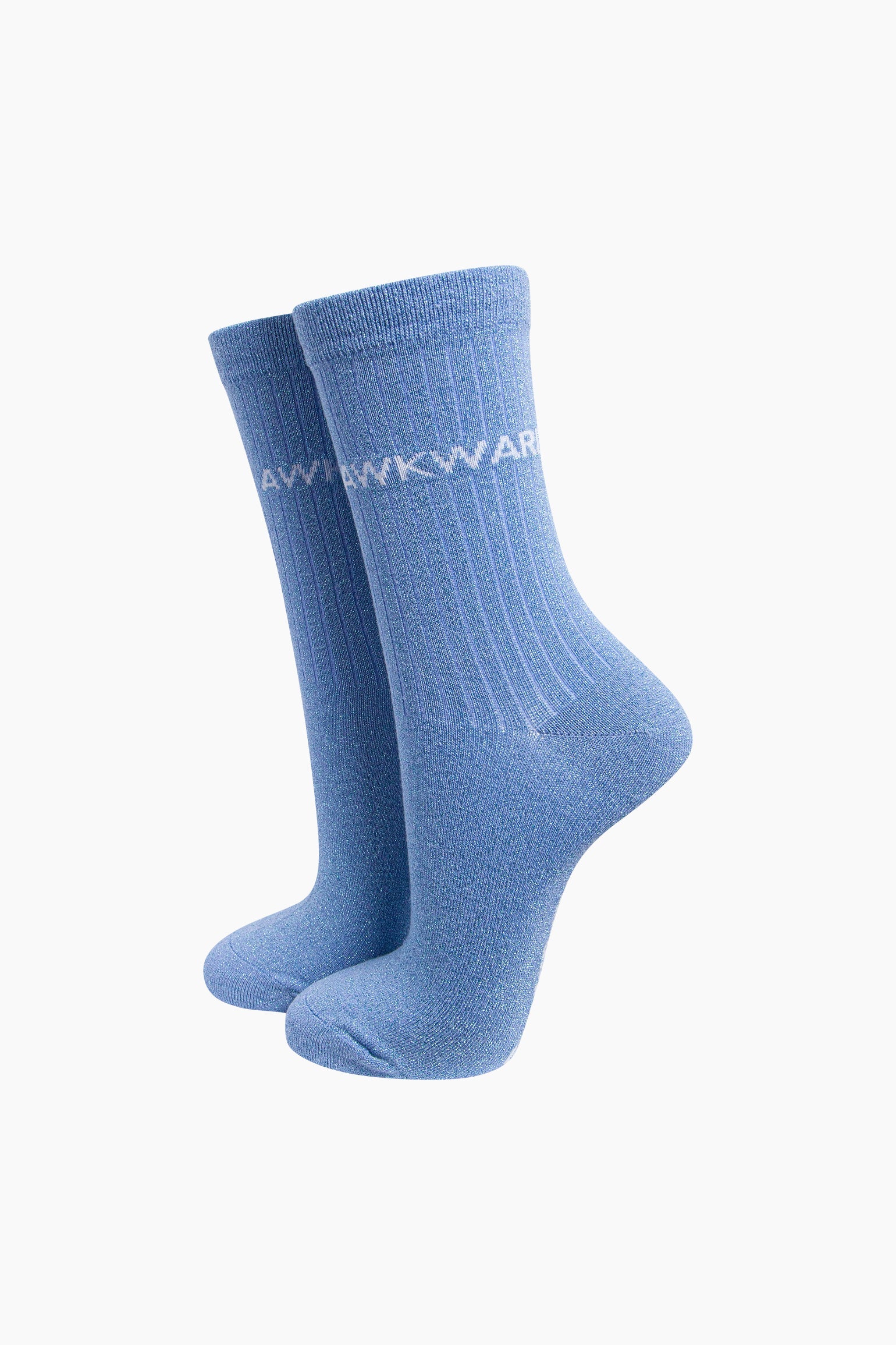 Sock Talk Awkward Combed Cotton Glitter Socks in Light Blue