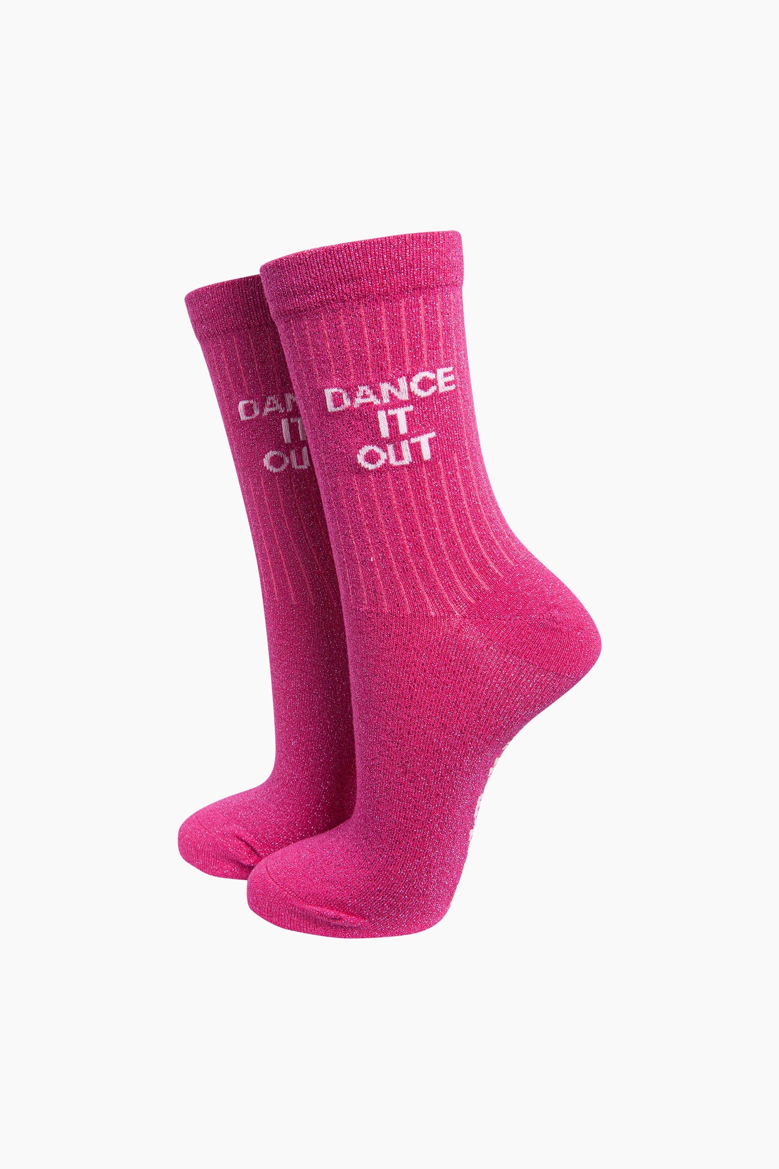 Sock Talk Dancing Queen Combed Cotton Glitter Socks in Hot Pink
