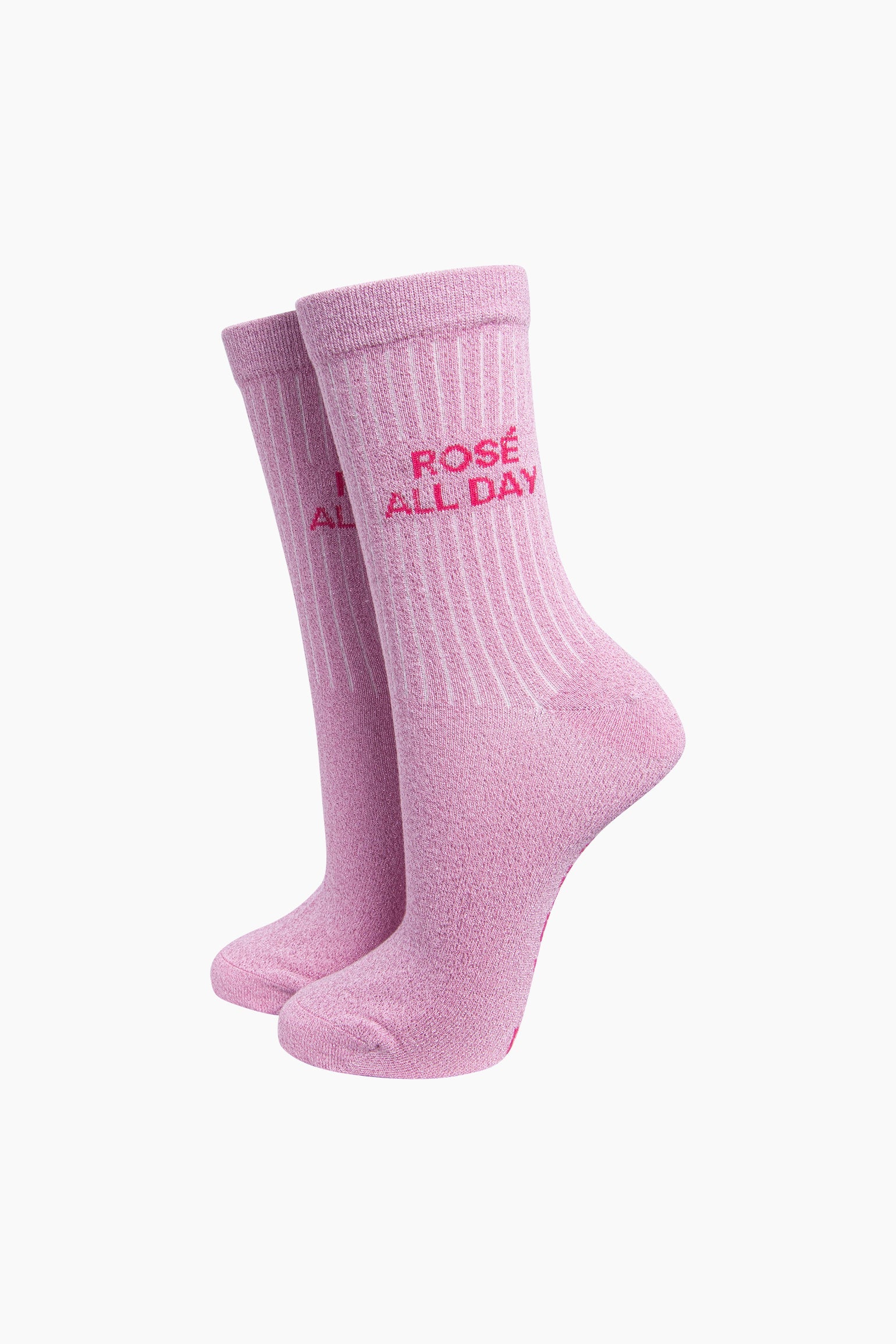 Sock Talk Rosé All Day Combed Cotton Glitter Socks in Light Pink