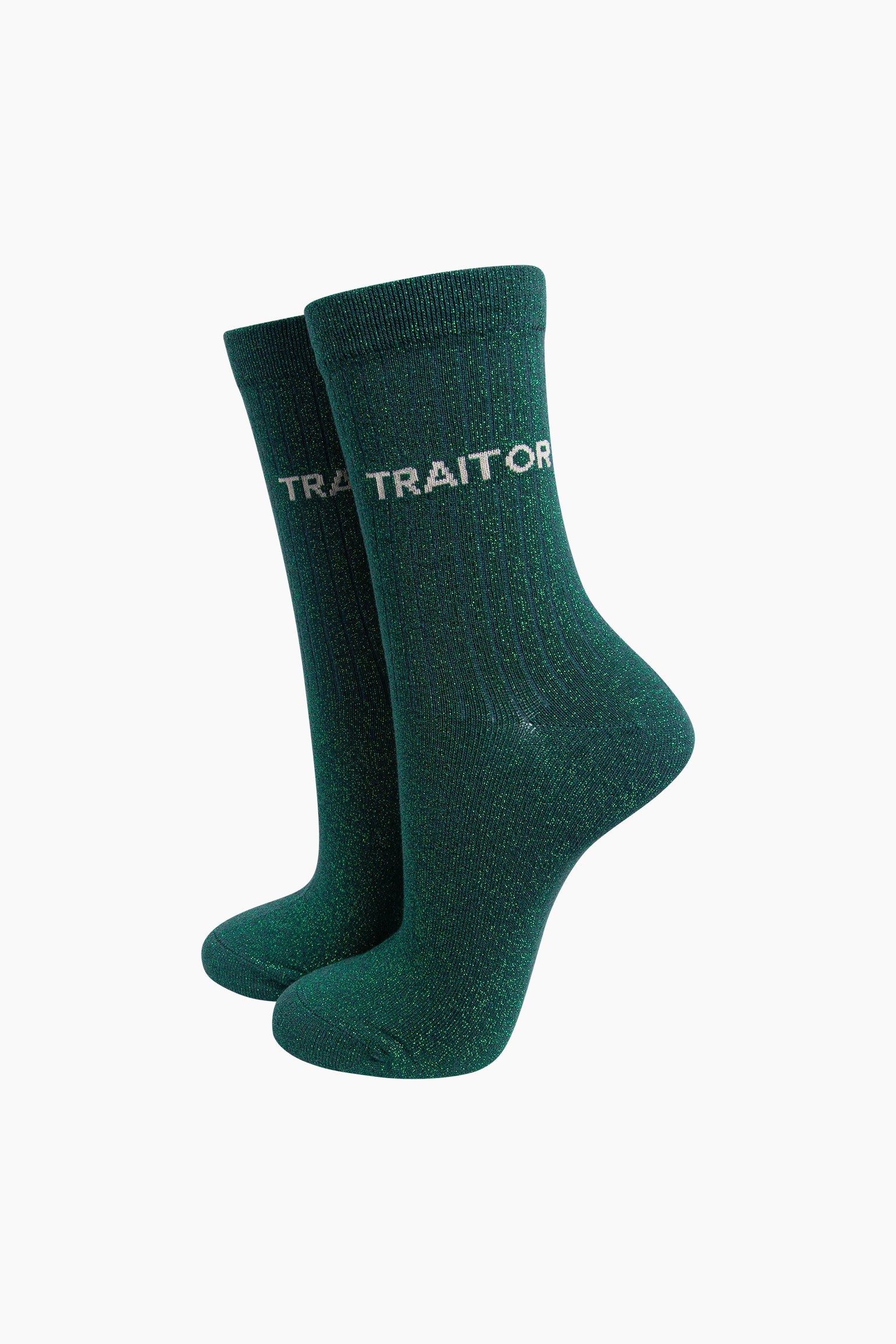 Sock Talk Traitor Combed Cotton Glitter Socks in Green