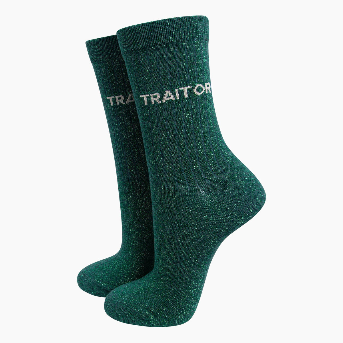 Sock Talk Traitor Combed Cotton Glitter Socks in Green