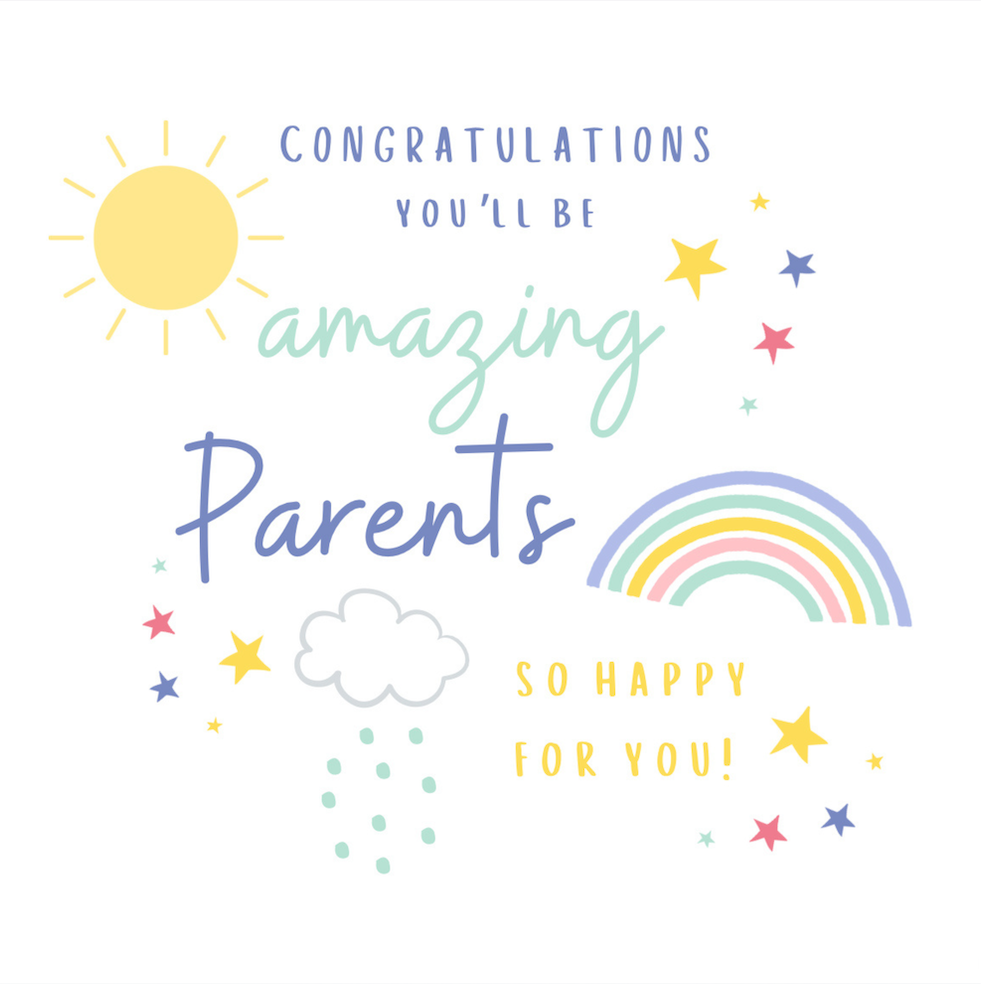 Petimo - Rainbows Congratulations You'll Be Amazing Parents Card