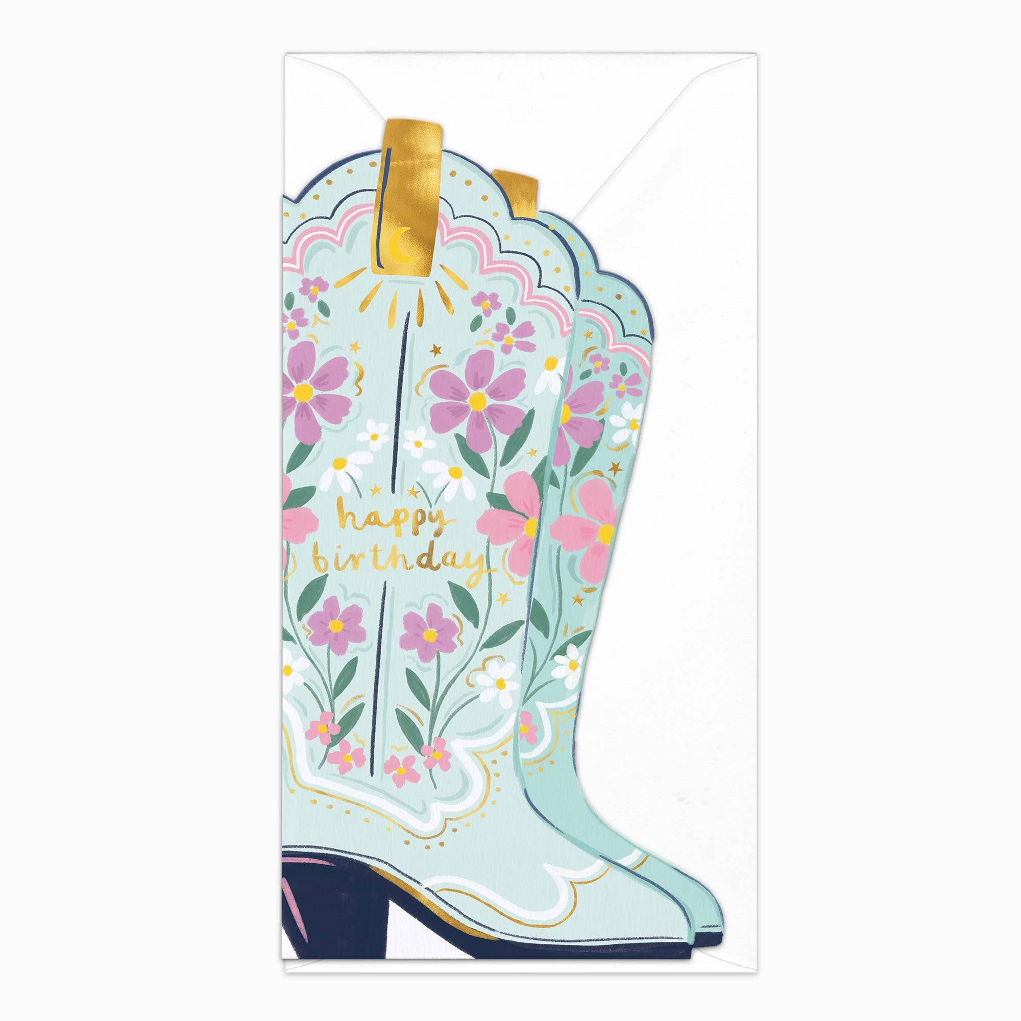 Whistlefish Blue Cowboy Boot Birthday Card