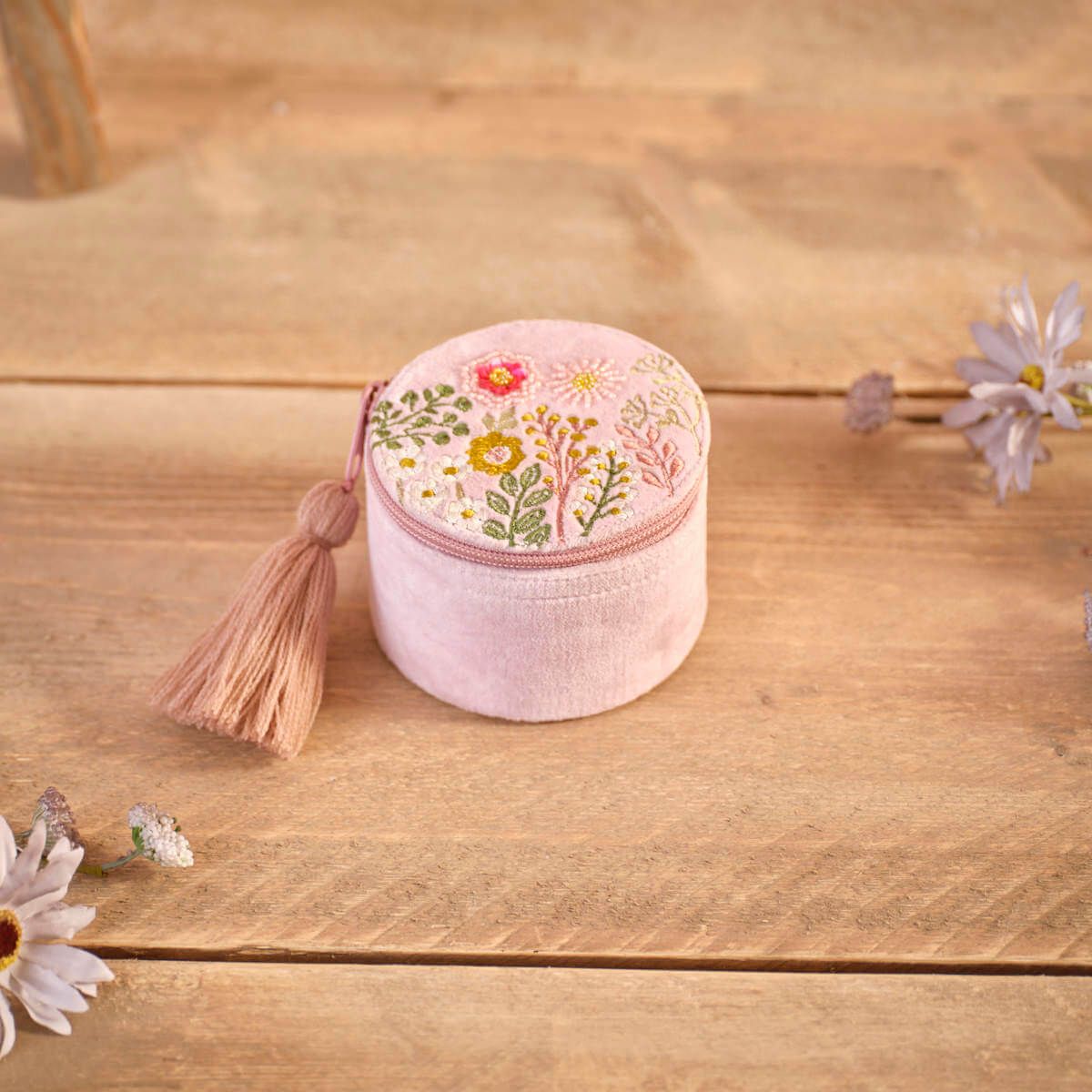 Ditsy Floral Embroidered Velvet Jewellery Box