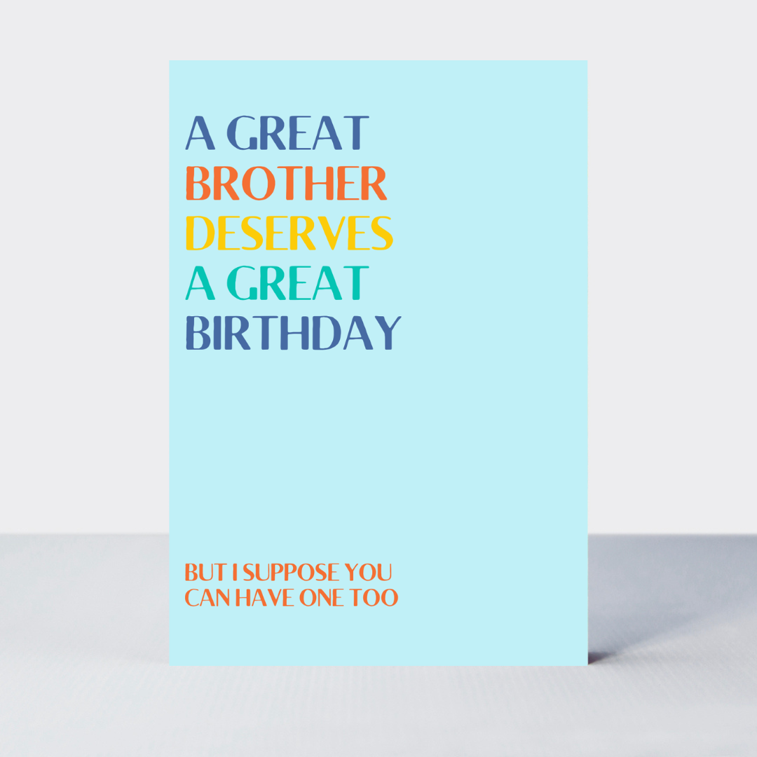Petimo - Bright Stripes Brother Great Birthday Funny Blue Card - More Than Just a Gift | Narborough Hall