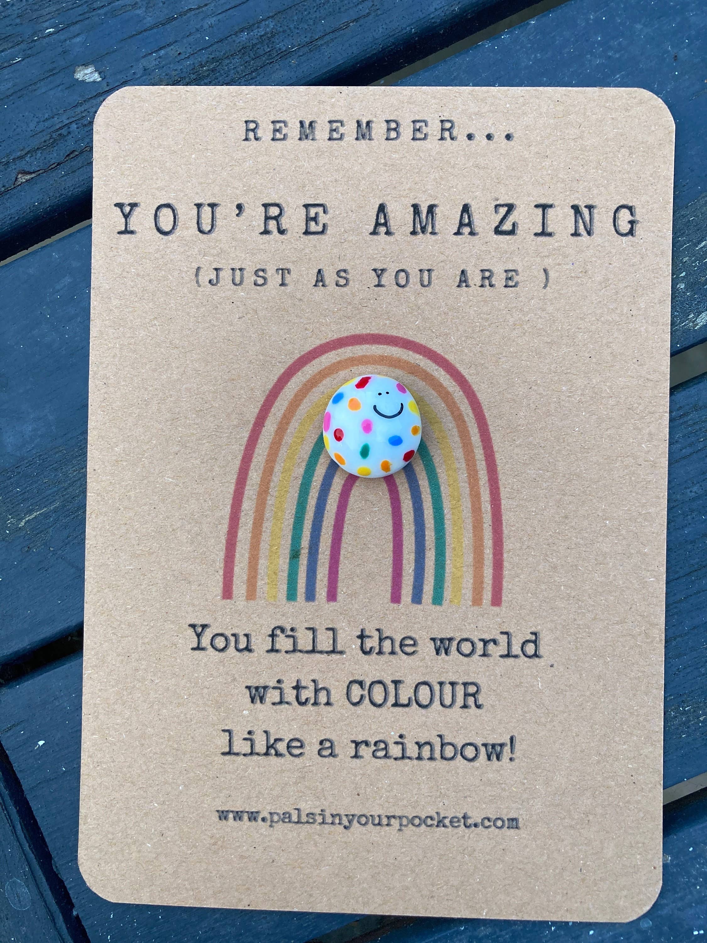 Pals in your Pocket - Rainbow Kindness Comfort Rock For Stress And Anxiety