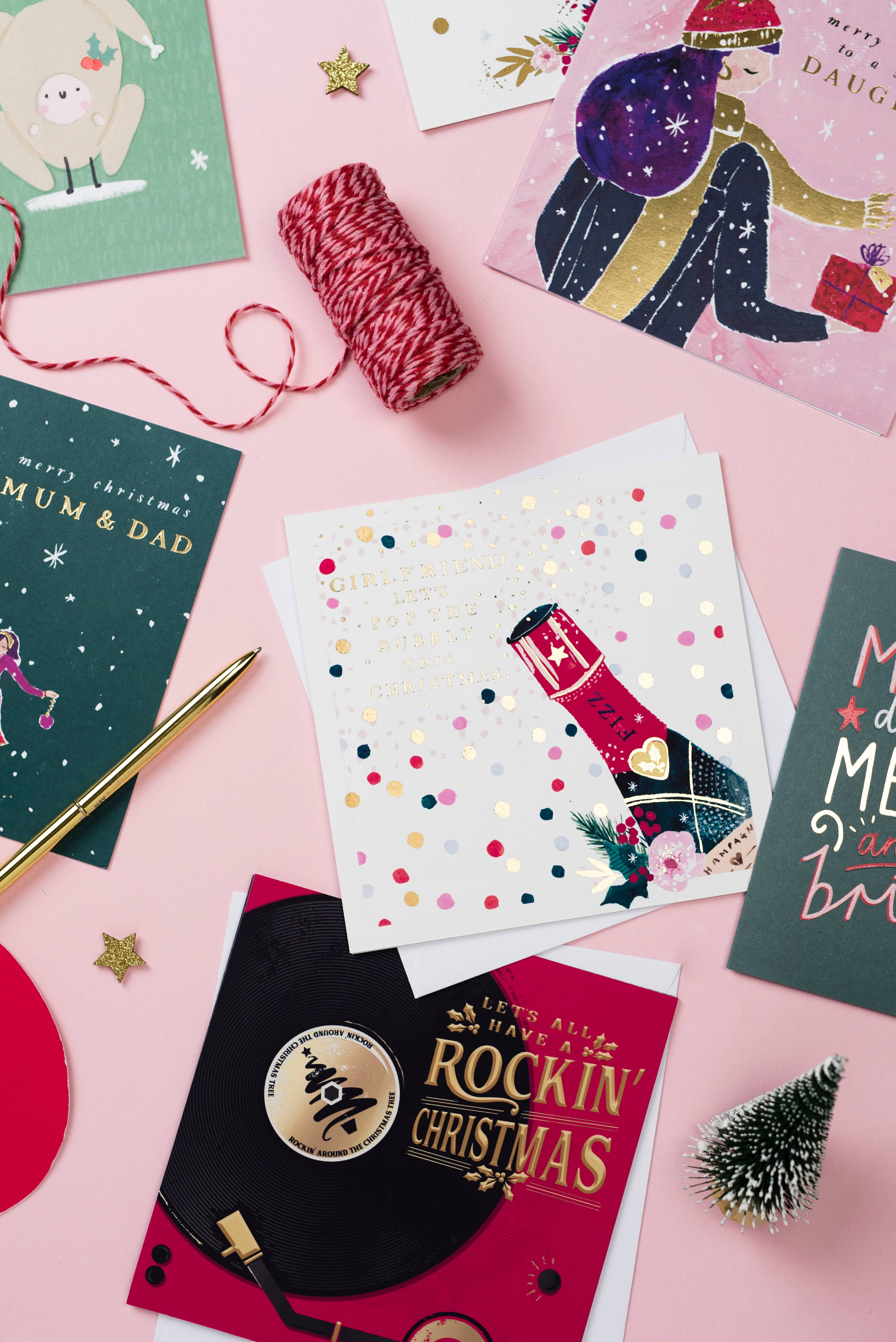 Hotchpotch - Girlfriend Oh! Dotty Christmas Card Champagne