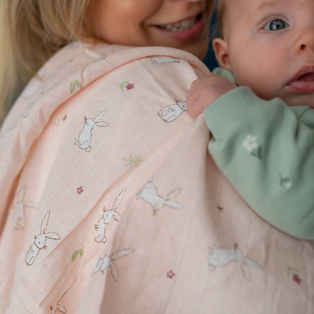Ziggle Baby - Bunnies Muslin: Dusky Pink