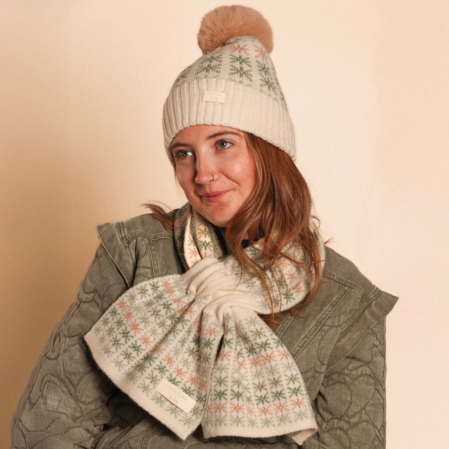 Zelly Pom Pom Hat Stars Green