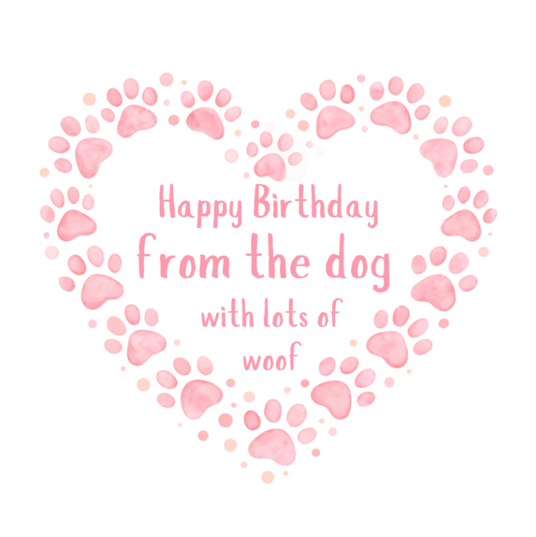 Petimo - Sweet Hearts Happy Birthday from the Dog Pink Heart Card