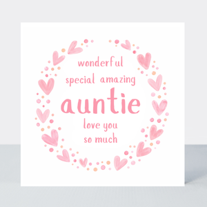 Petimo - Sweet Heart Wonderful Special Amazing Auntie Pink Heart Card - More Than Just a Gift | Narborough Hall