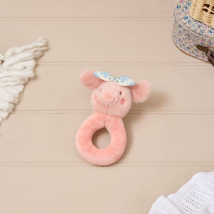 Plush Mini Farm Cute Pig With Chintz Headband Rattle
