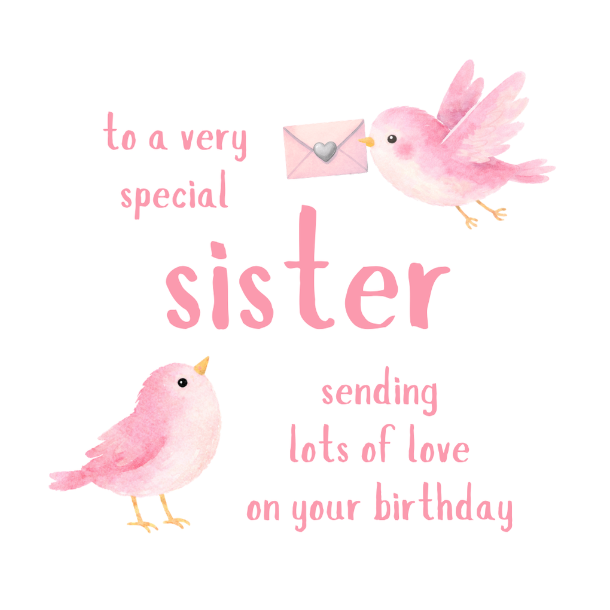 Petimo - Special Sister Birds Birthday Sweet Hearts Card
