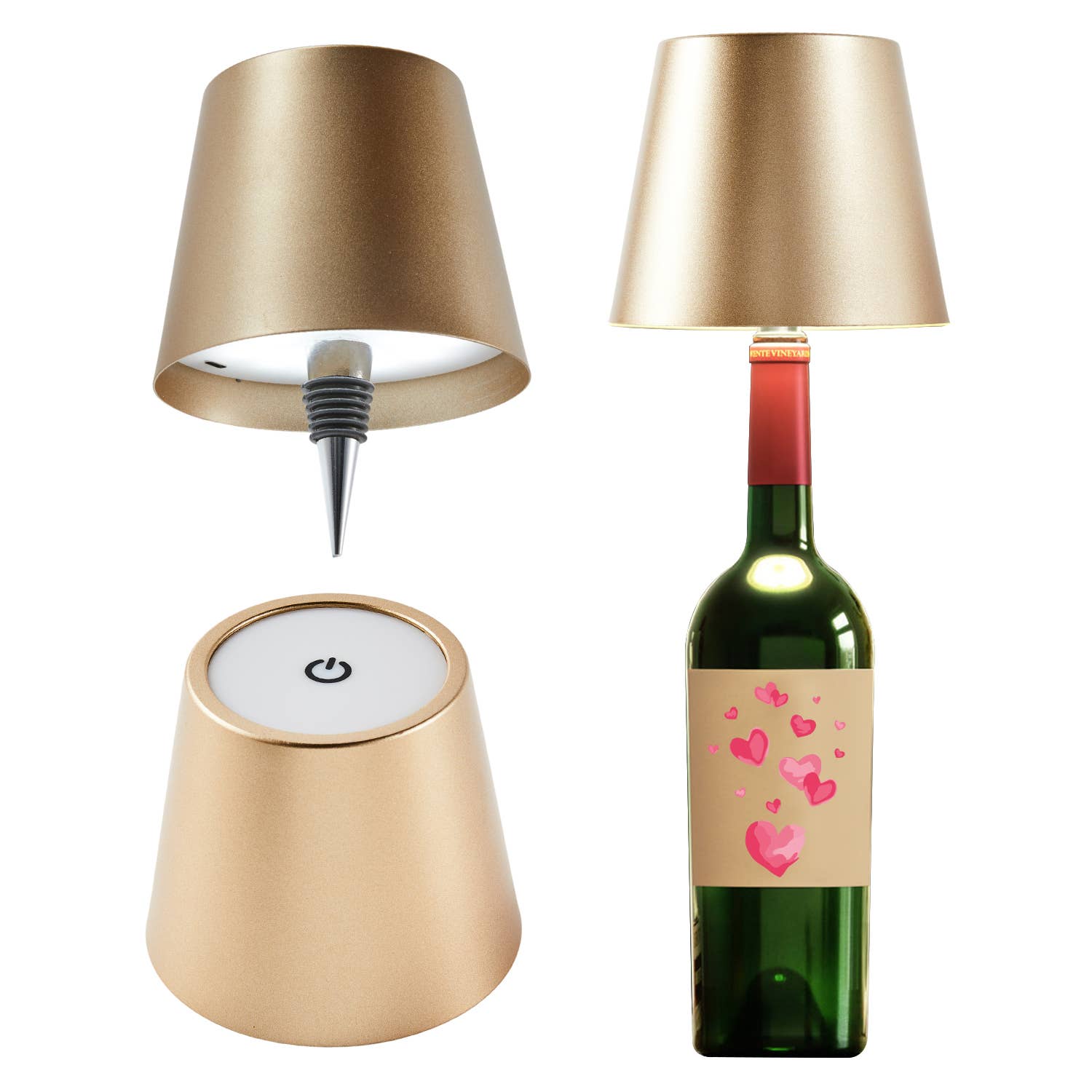 Cordless LED Table Lamp with Bottle Stopper: Cream