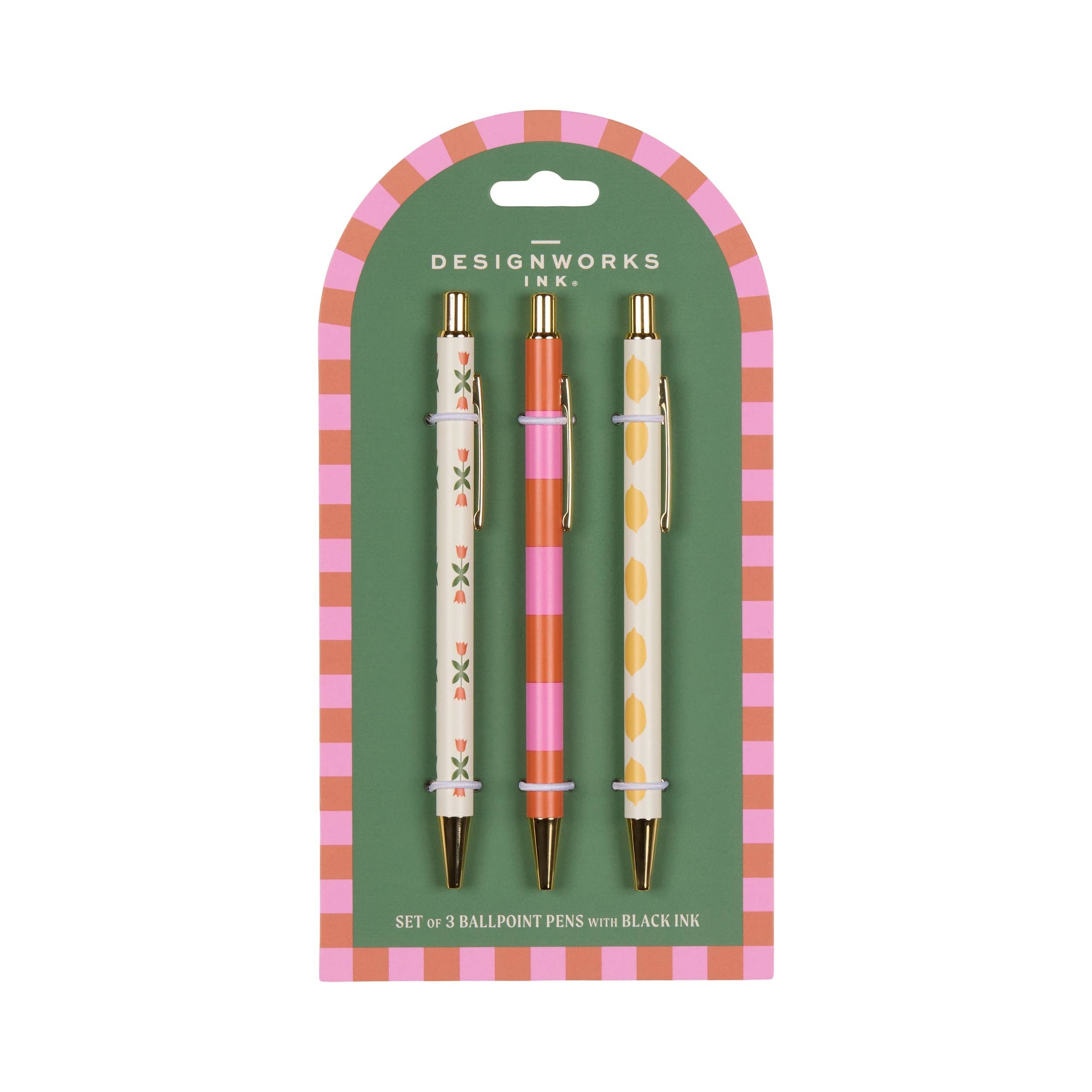 Designworks Collective - Designworks Ink A Dopo Set of 3 Pens - Flower Stripe Lemon