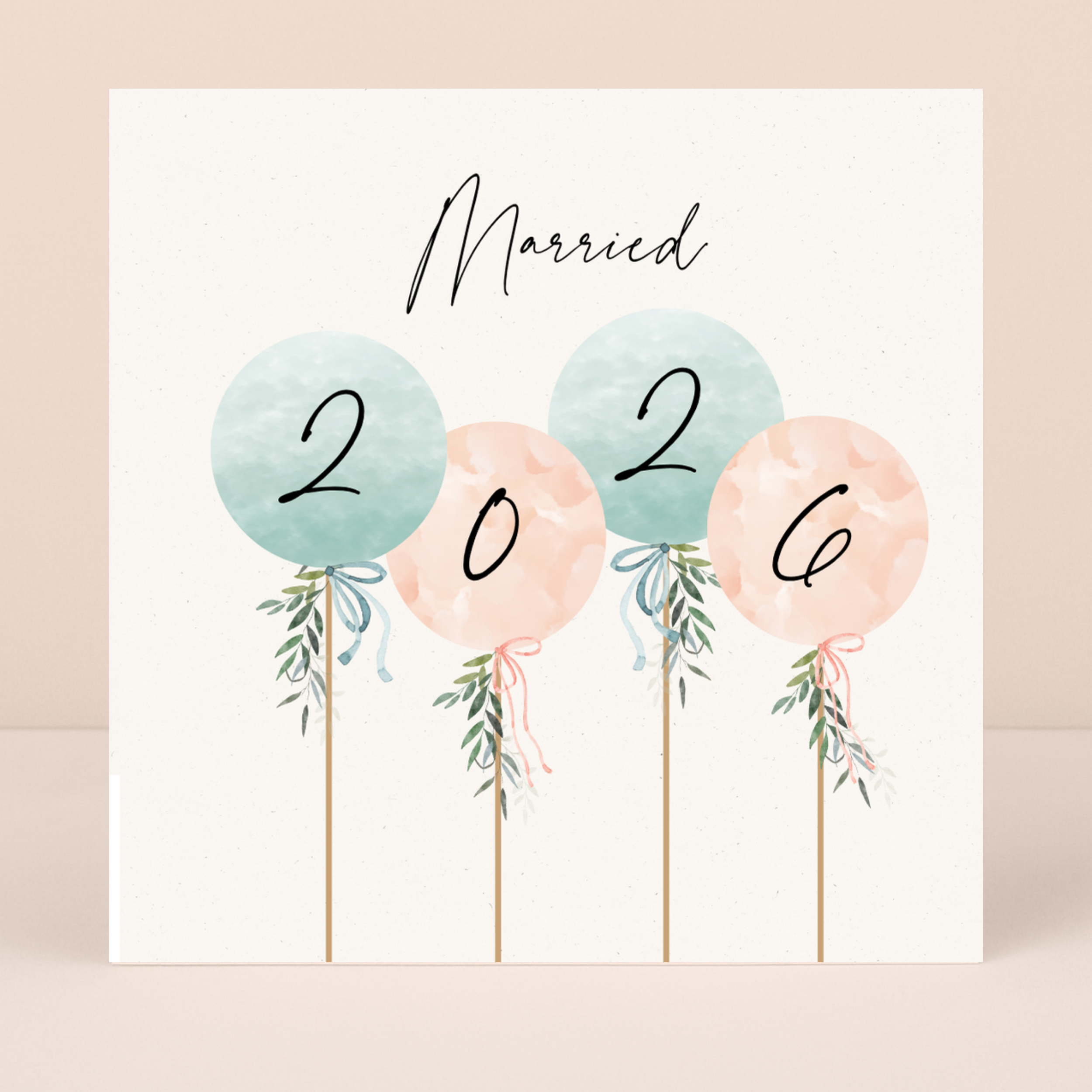 Petimo - Camille Married 2026 Balloons Wedding Card