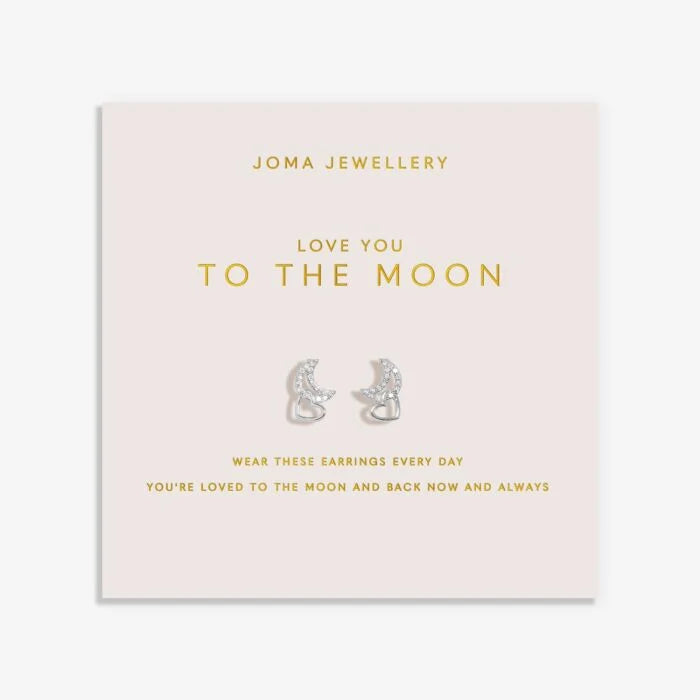 Joma- Forever Yours 'Love You To The Moon' Earrings In Silver Plating