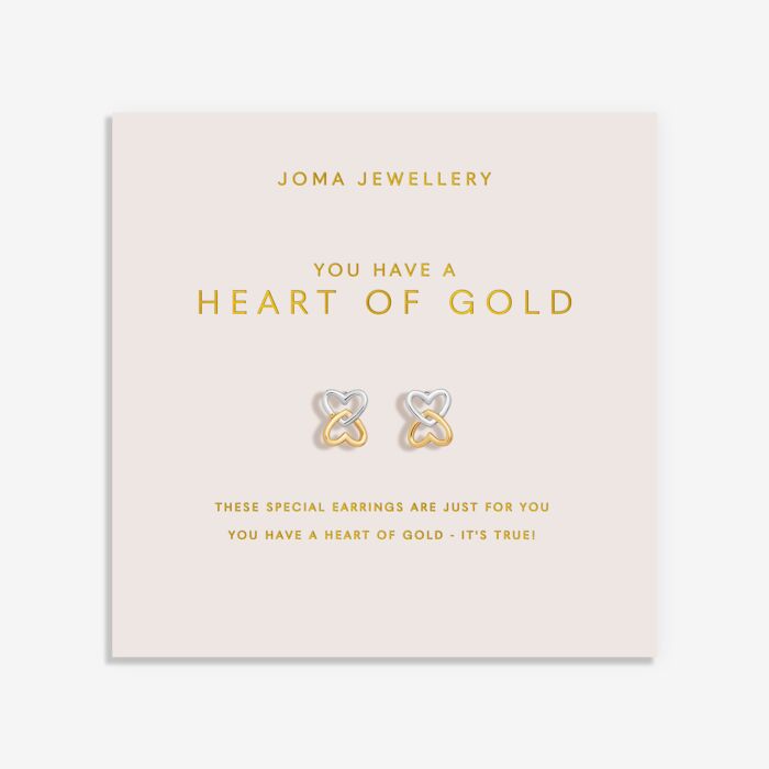 Joma- Forever Yours 'You Have A Heart Of Gold' Earrings In Silver And Gold Plating
