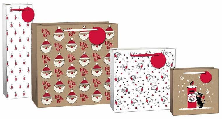 The Unique Paper Company - Eco-friendly FSC™ Ho Ho Ho Christmas Kraft Gift Bags: Large