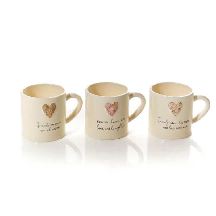 Ditsy Floral Embossed Heart Mug