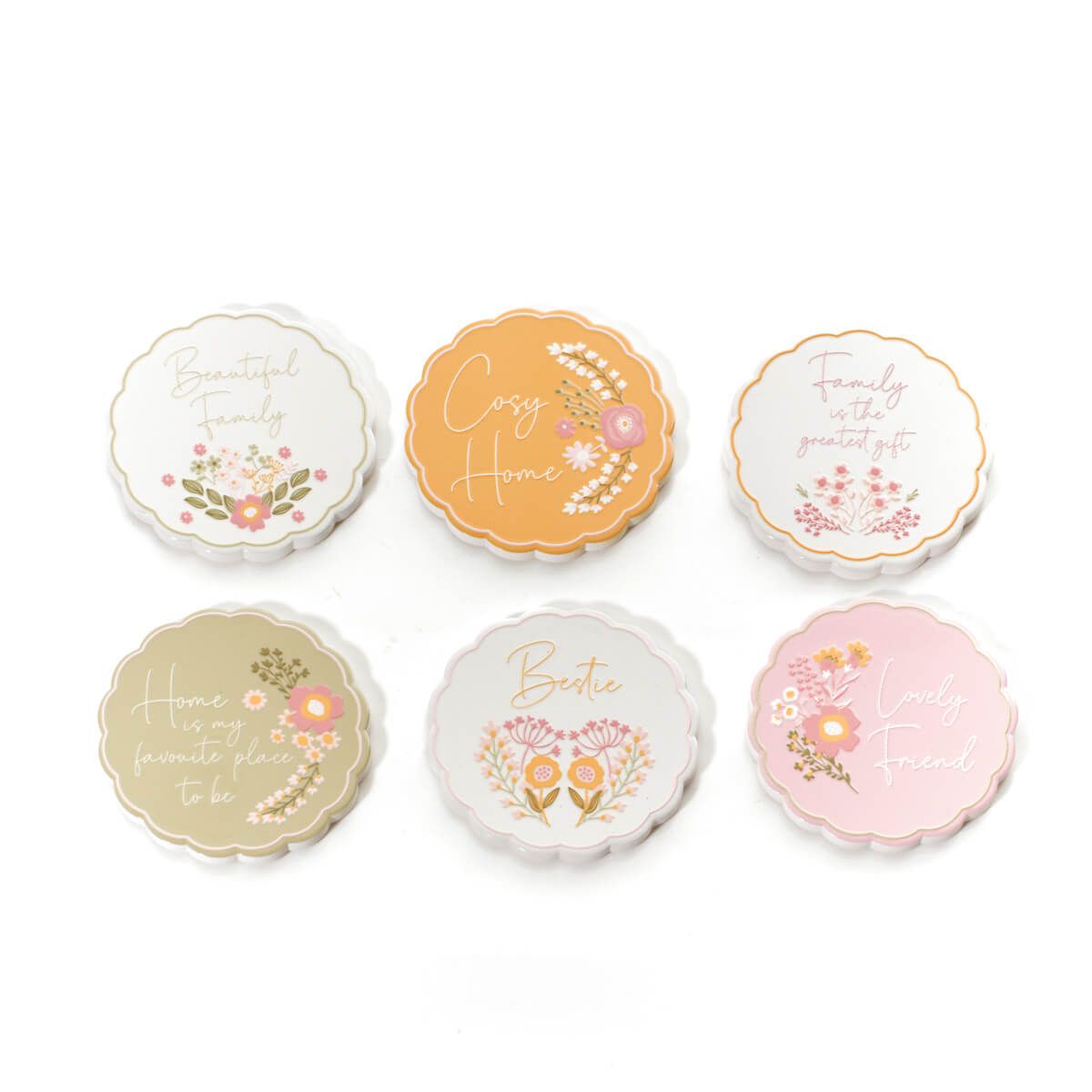 Ditsy Floral Scalloped Edge Ceramic Coaster