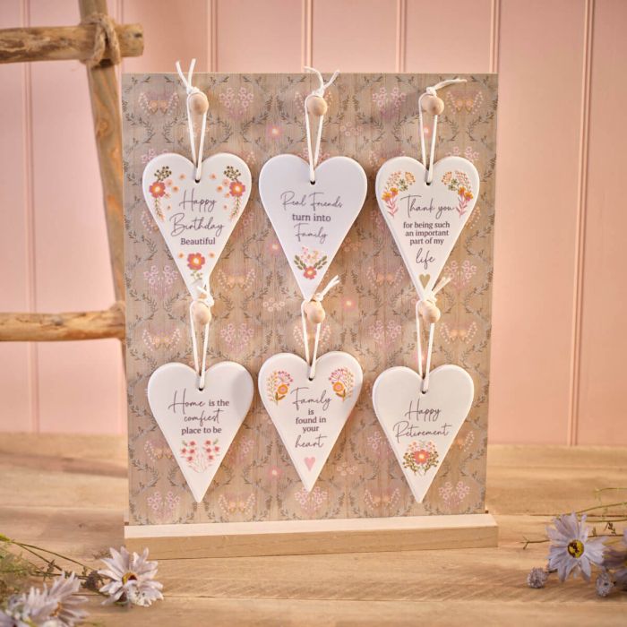 Ditsy Floral Ceramic Heart Hanging Decoration