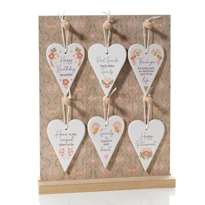 Ditsy Floral Ceramic Heart Hanging Decoration