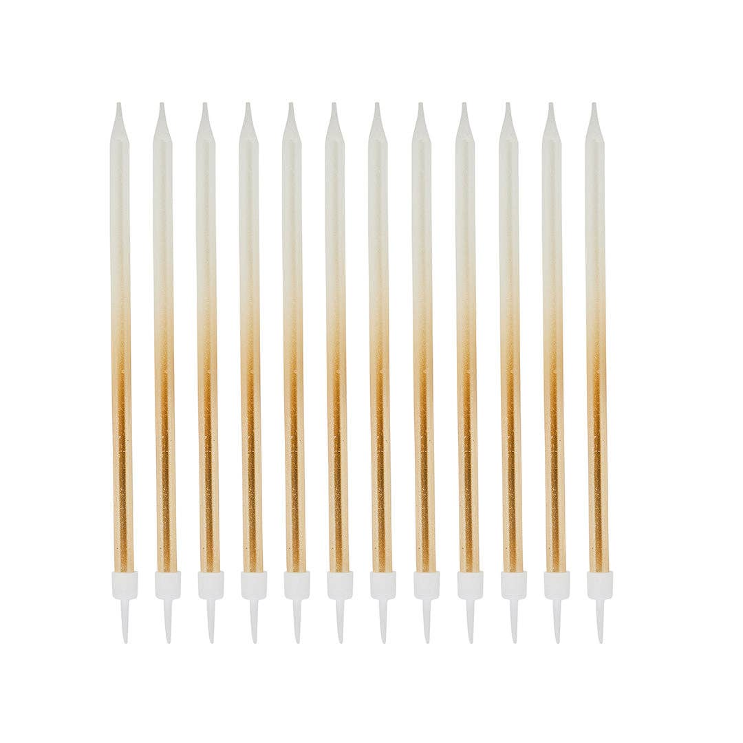 Hootyballoo - Gold Ombre Tall Skinny Wax Candles 12 Pack - More Than Just a Gift | Narborough Hall