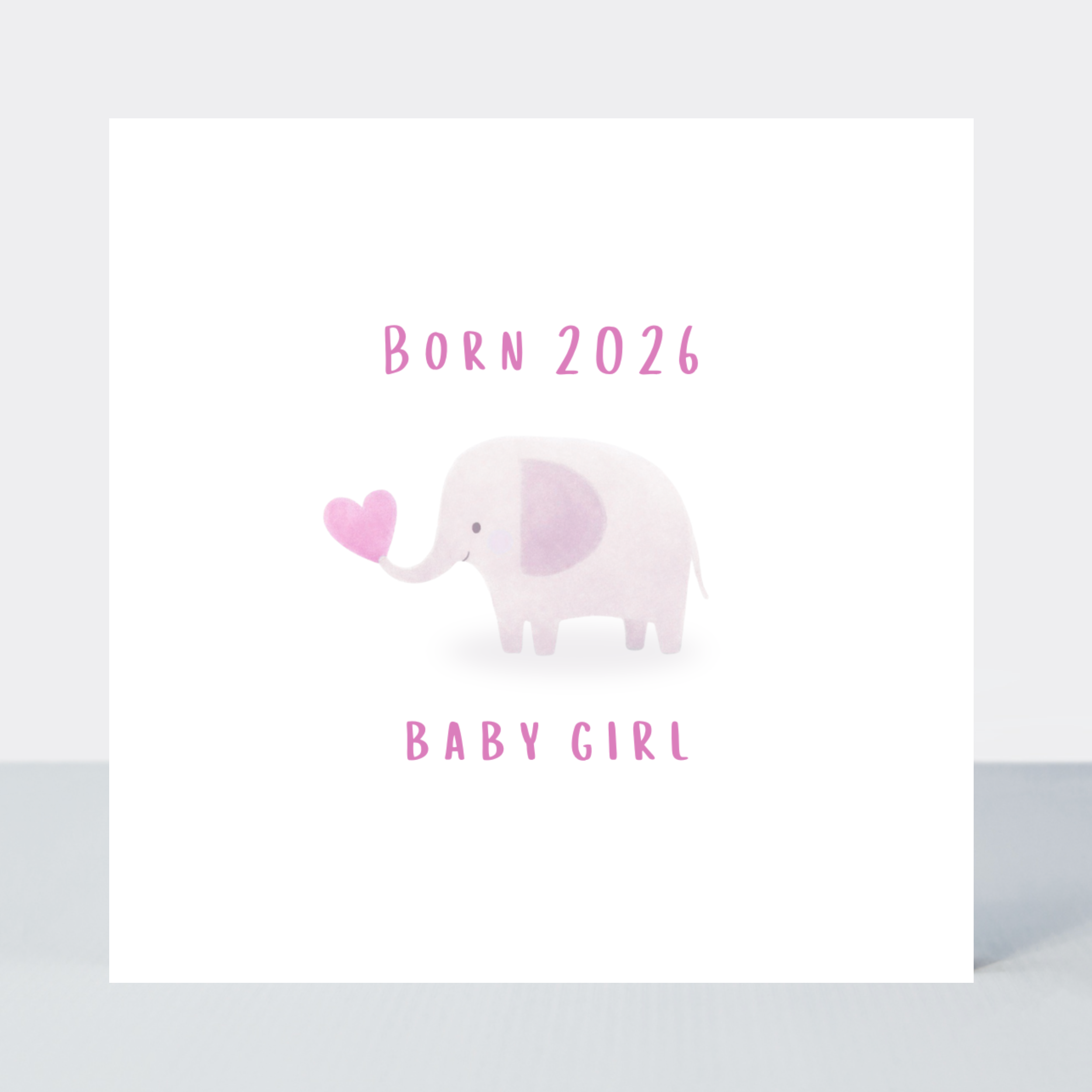 Petimo - Born 2026 Pink Purple New Baby Girl Cute Elephant Card
