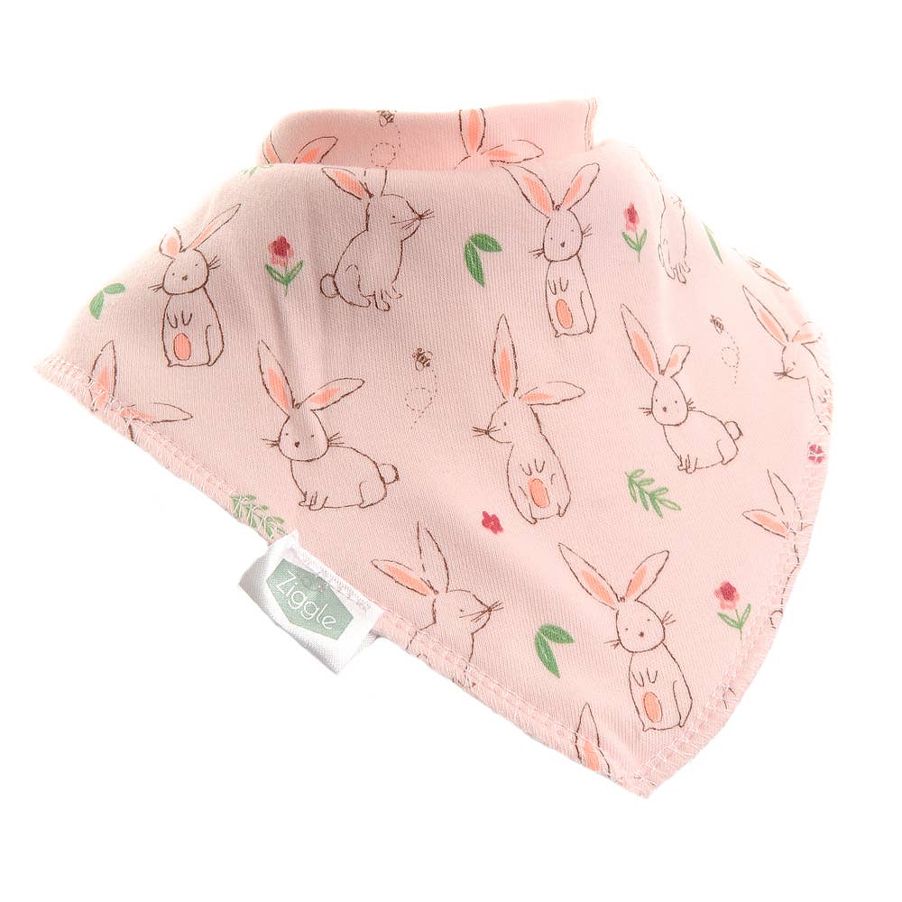 Ziggle Baby - Bunnies on Pink bib