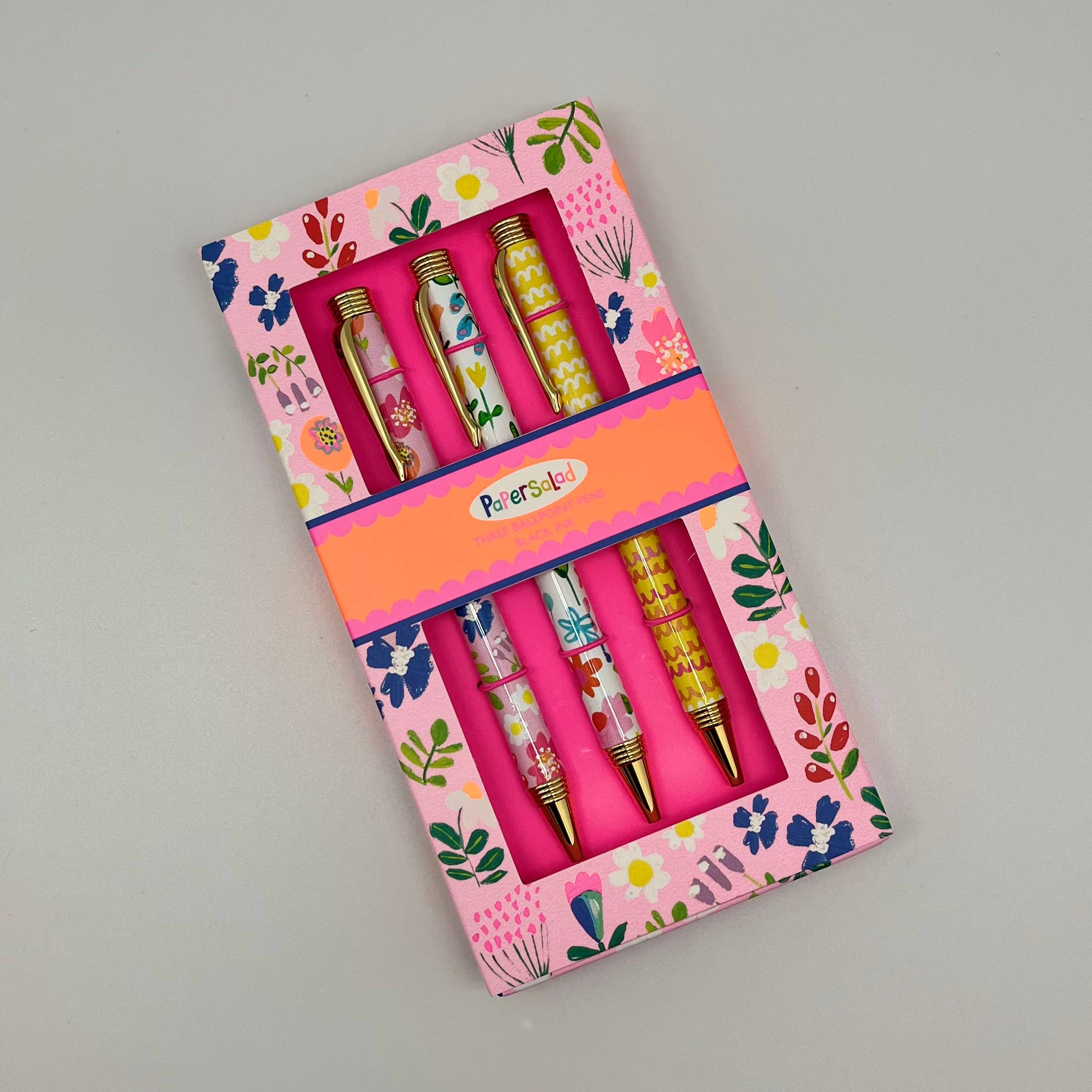 Paper Salad Gift Set 3 Pens Flowers Stationery