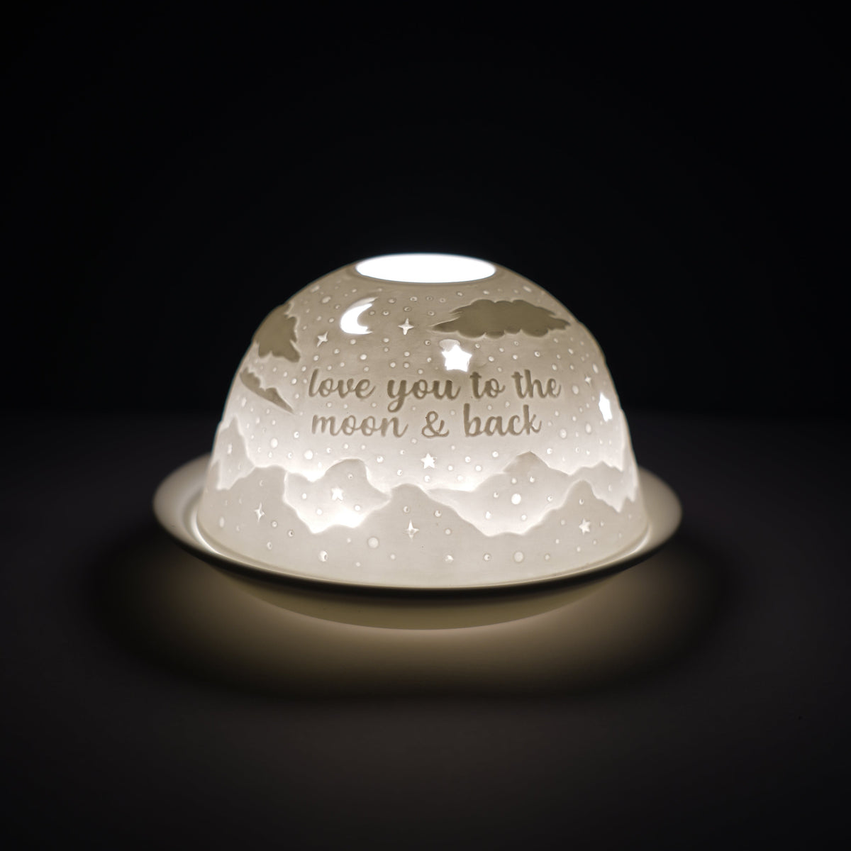 Cello To the Moon & Back porcelain tealight dome