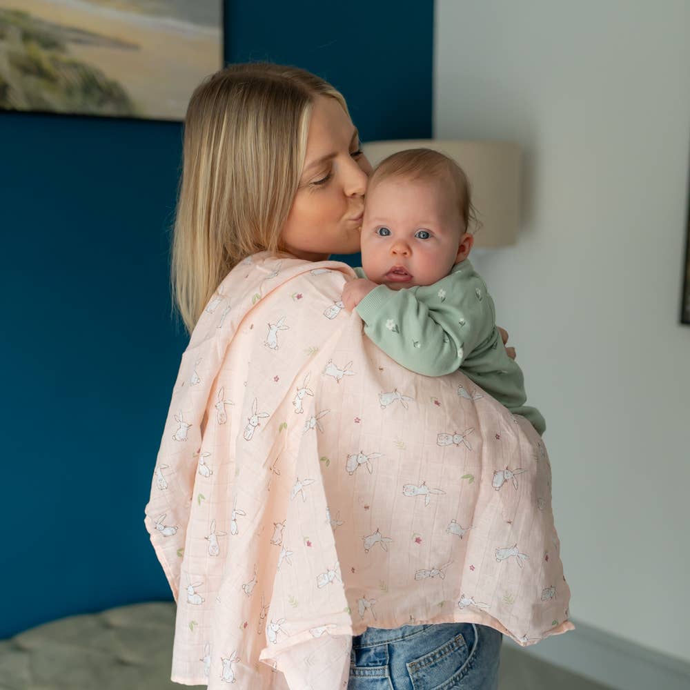Ziggle Baby - Bunnies Muslin: Dusky Pink