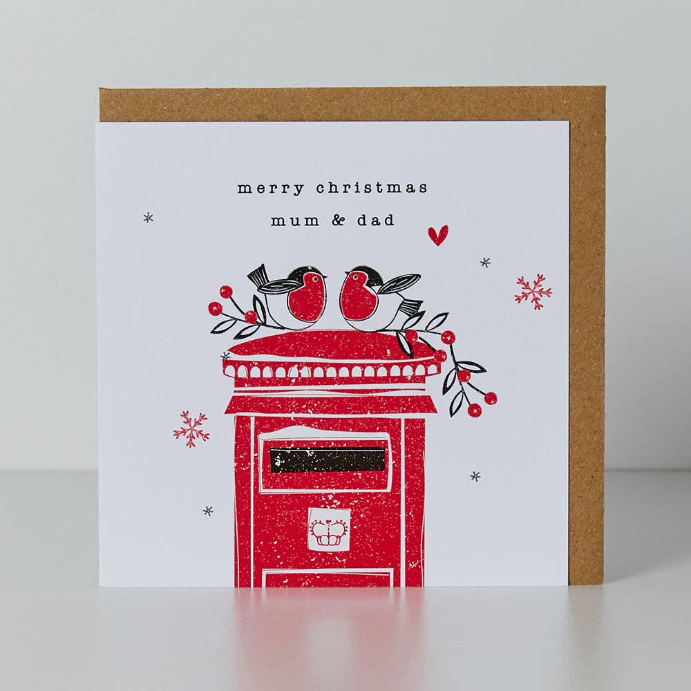 Belly Button Designs - Mum & Dad Post Box & Robins Christmas Card