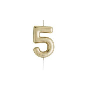 Hootyballoo - Gold Number '5' Candle