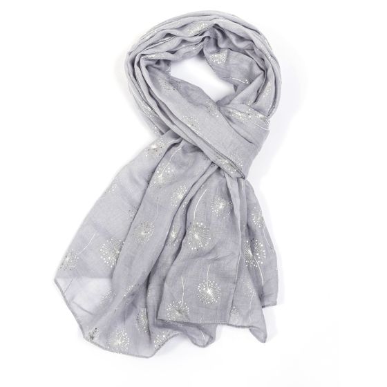 Silver Foil Dandelion Scarf - Silver