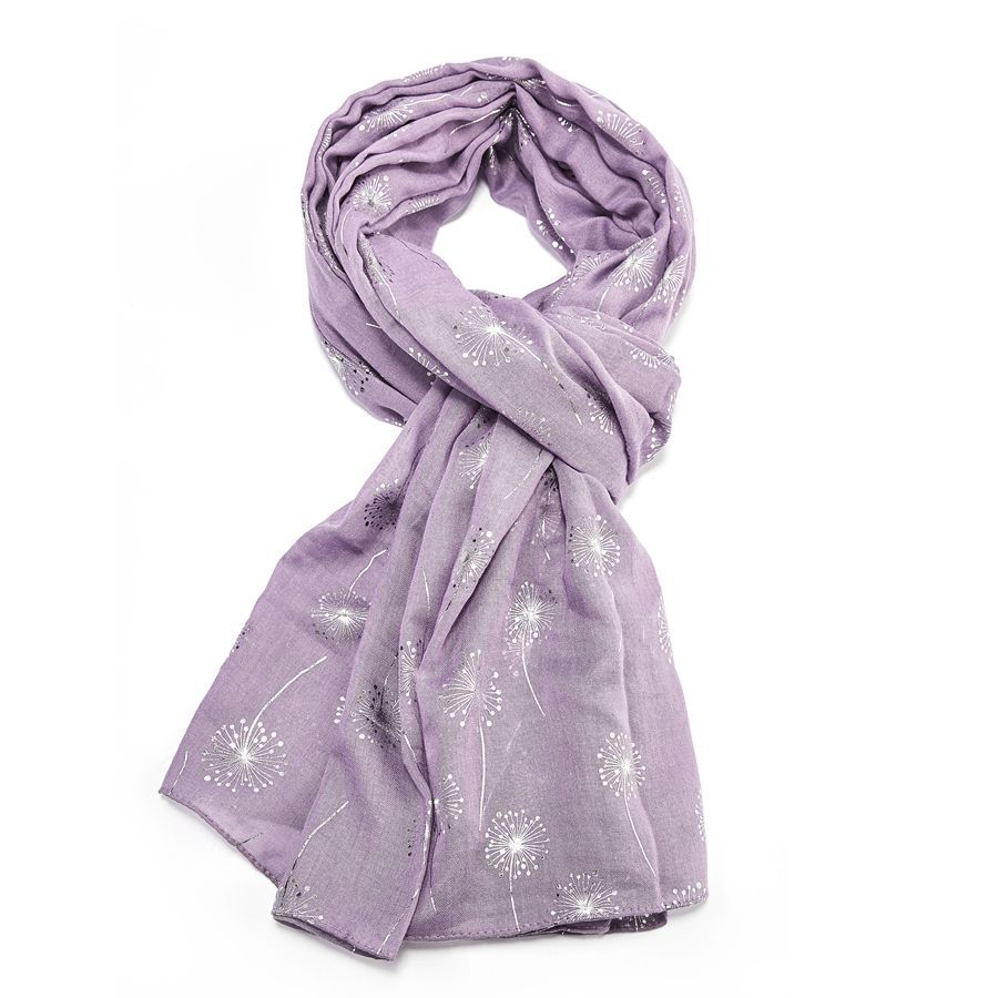 Silver Foil Dandelion Scarf - Lilac