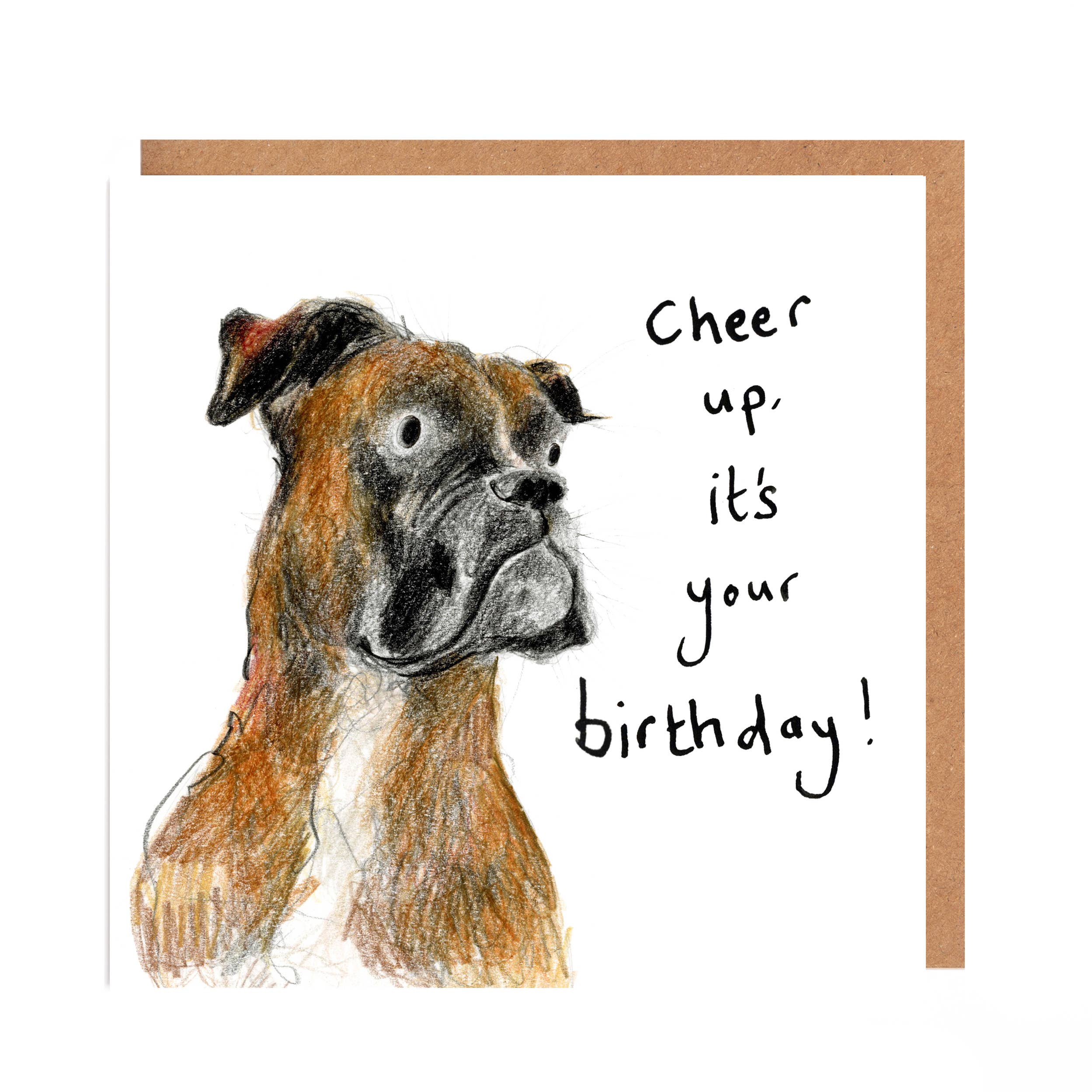 Catherine Rayner - Cooper the Grumpy Boxer Birthday Card