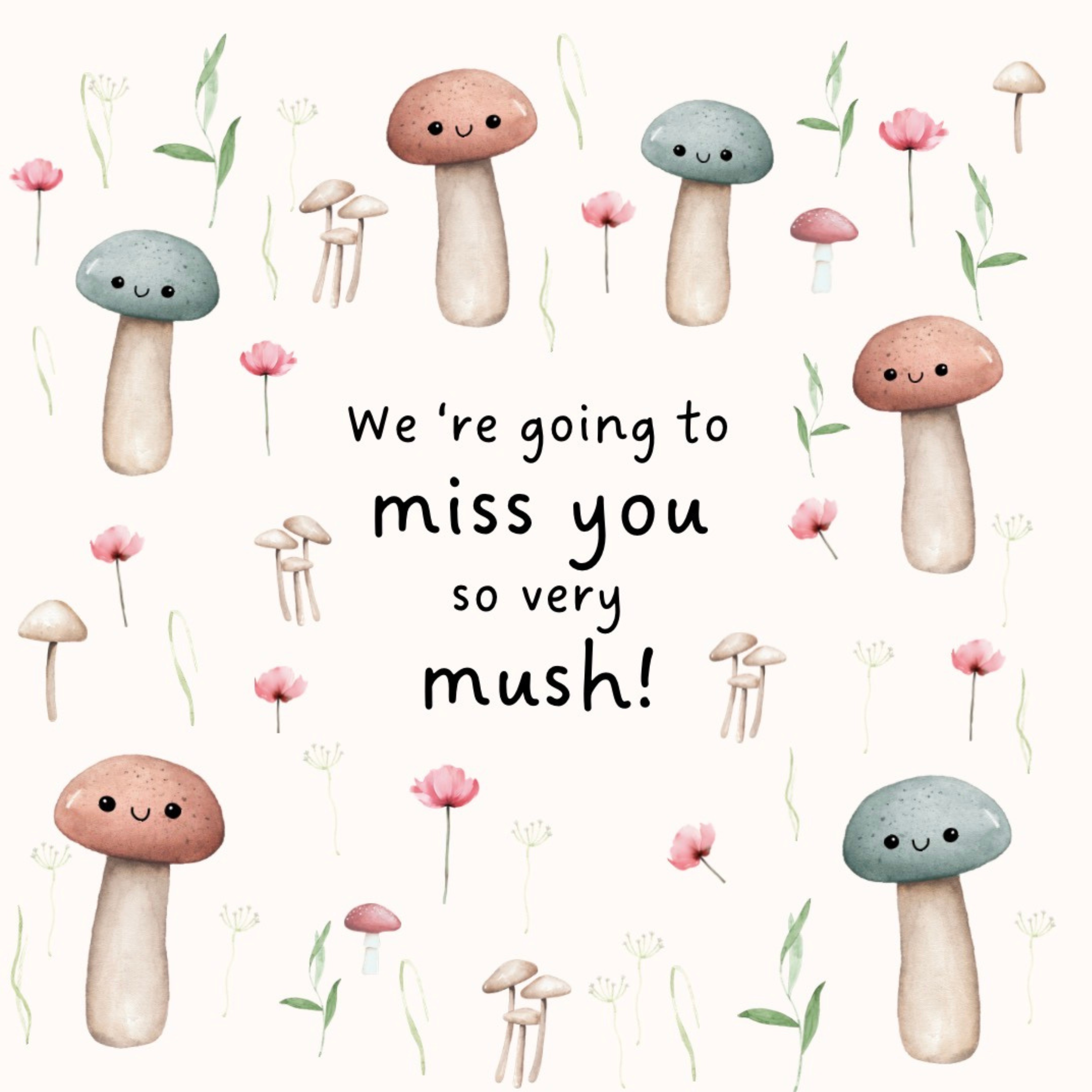 Petimo - Miss You Very Mush Cute Mushroom Woodland Wishes Card