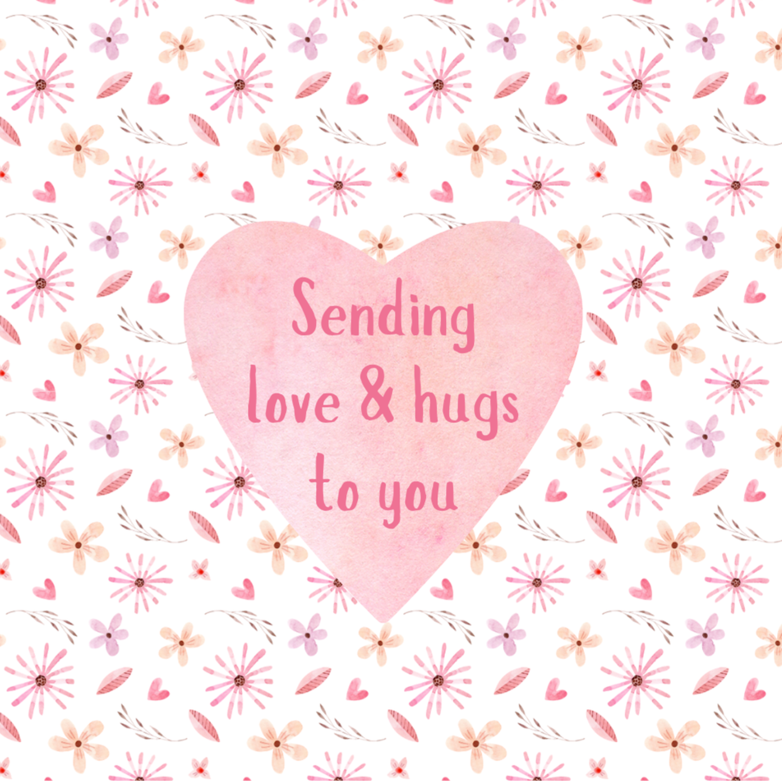 Petimo - Sending Love & Hugs Floral Pink Sweet Hearts Card