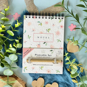 Little Green Gifts - A6 Notepad & Pencil Set - Choice Of Designs (TU-6): 003 - Blushing Blooms - More Than Just a Gift | Narborough Hall
