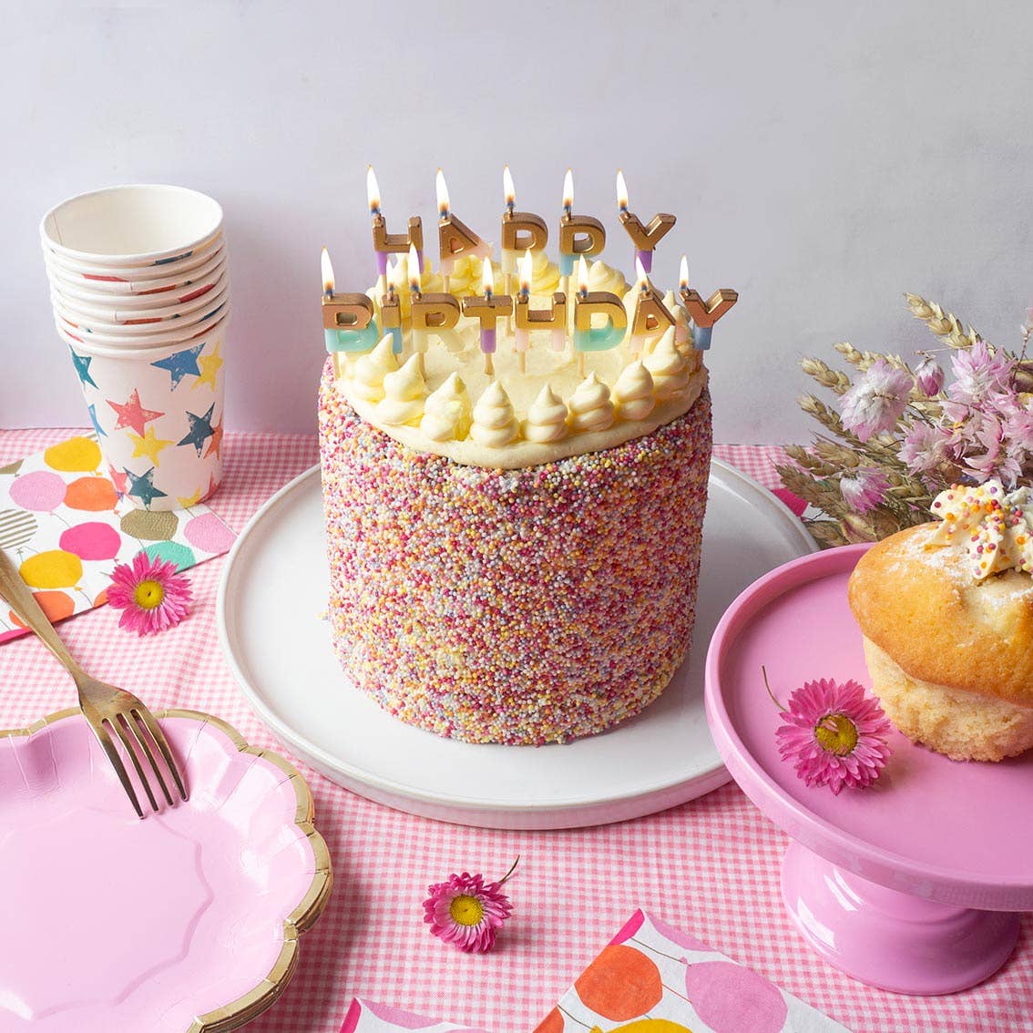 Talking Tables - Pastel 'Happy Birthday' Letter Candles