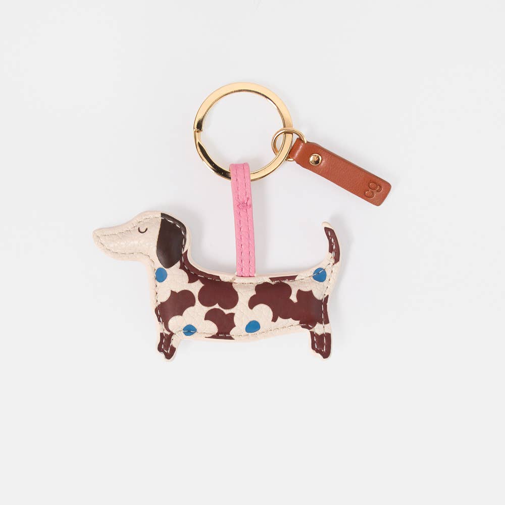 Caroline Gardner - Wine/Blue Floral Sausage Dog novelty Keyring