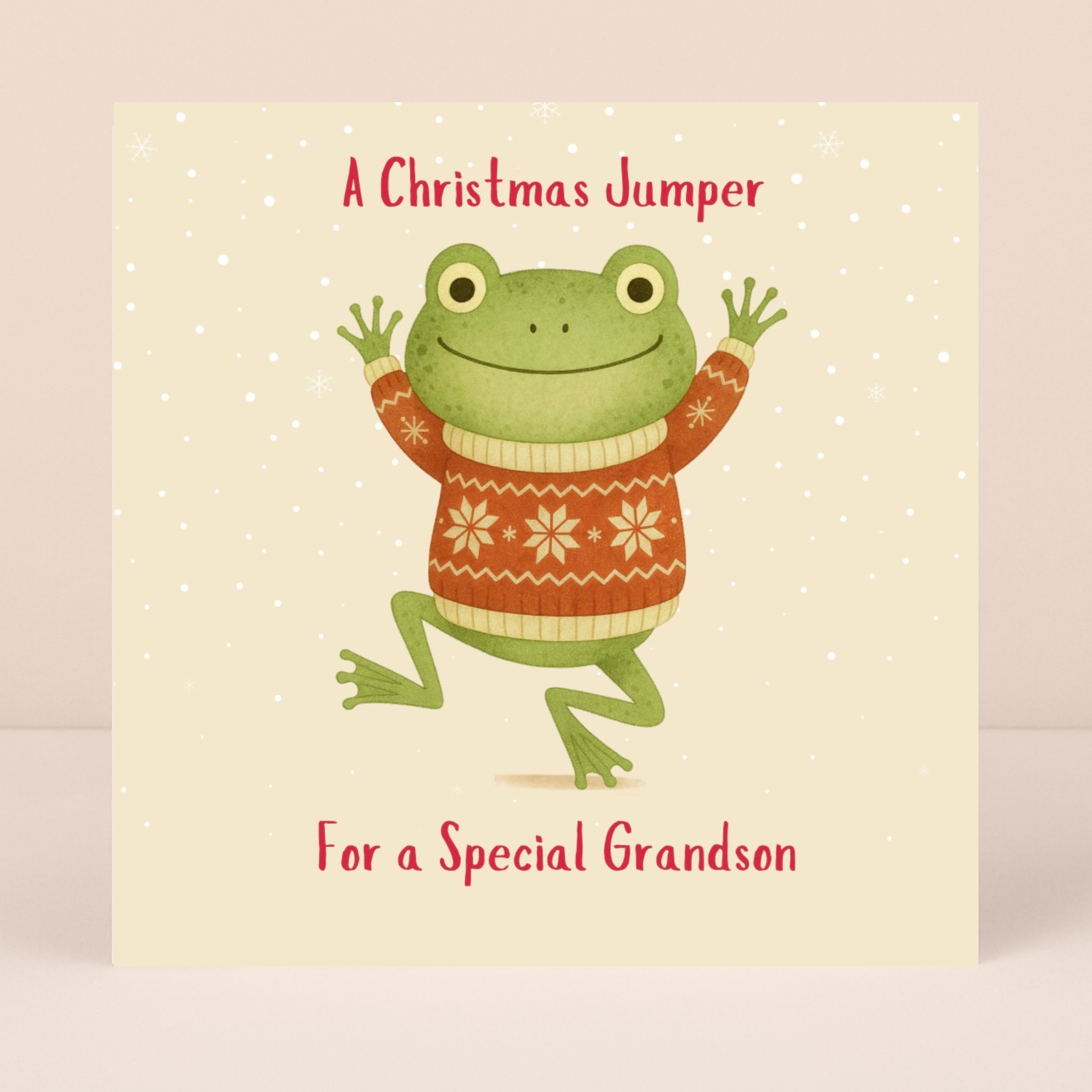 Petimo - Grandson Christmas Jumper Frog Fun Christmas Card
