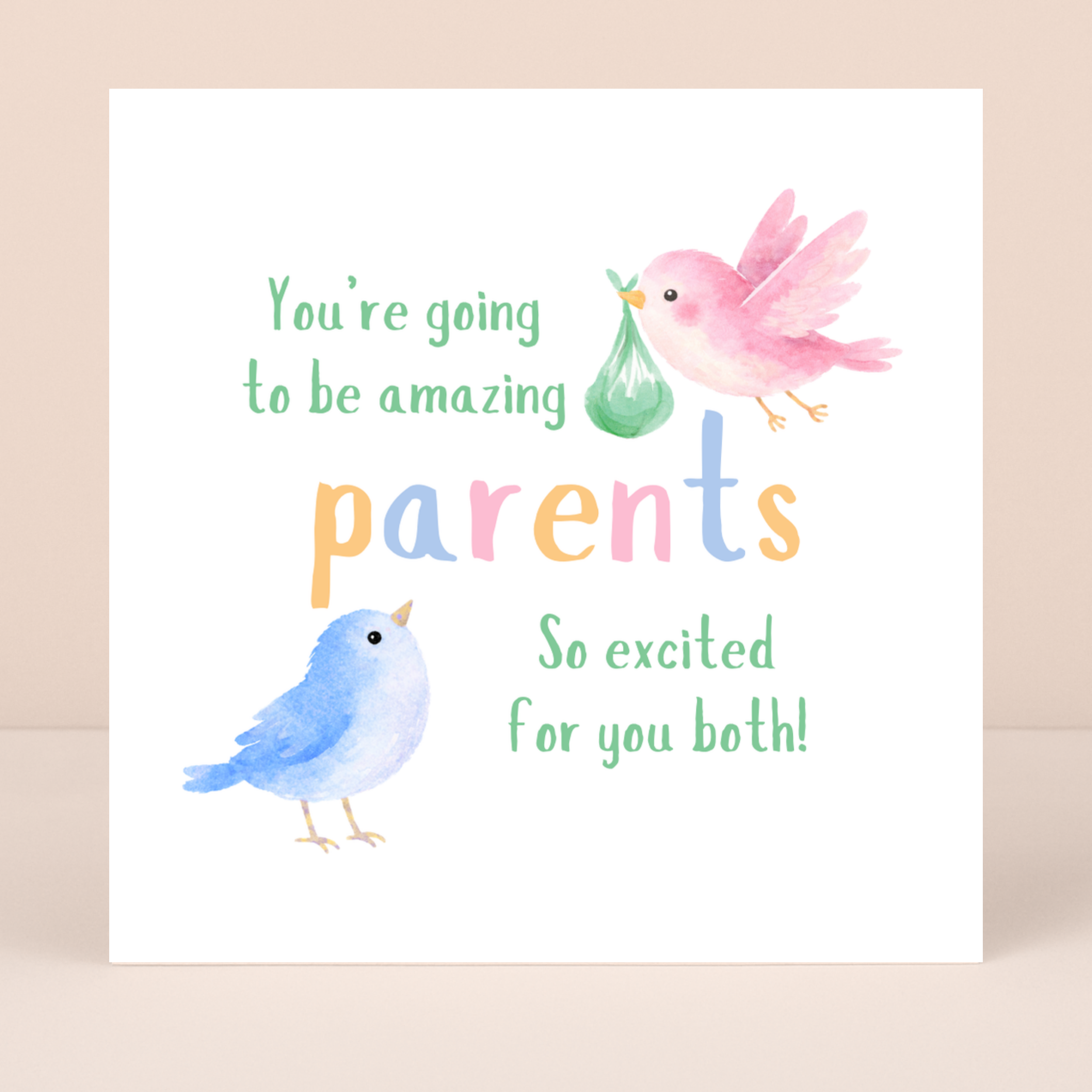 Petimo - Going to be Amazing Parents Cute Birds New Baby Card