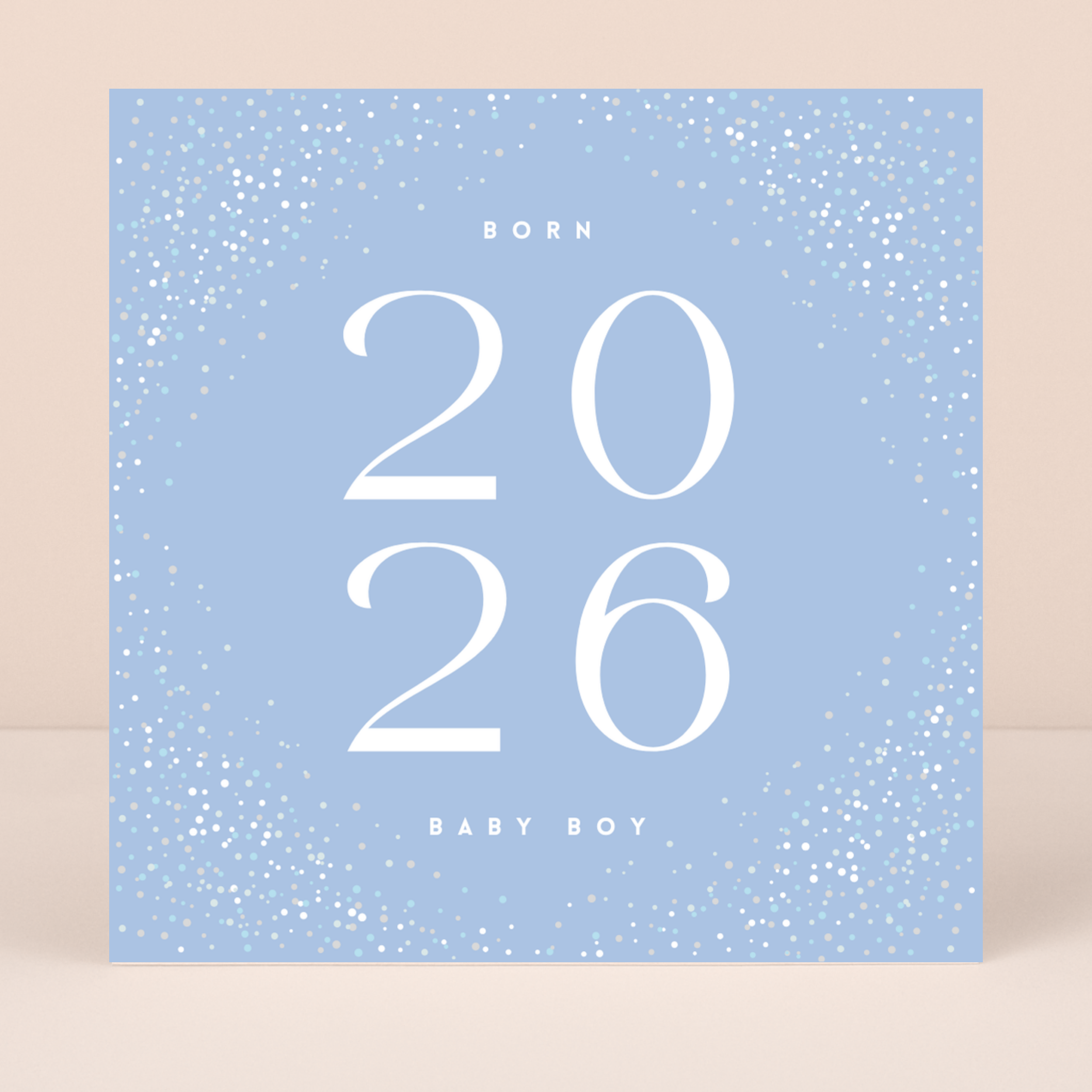Petimo - Galaxy Blue Confetti Born 2026 New Baby Boy Card