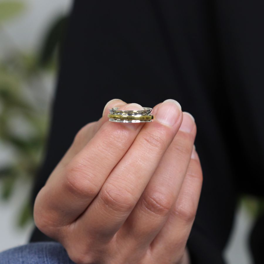 POM Sterling Silver Fine Brass Spinning Ring