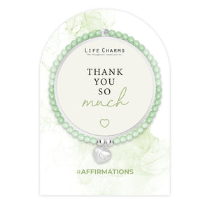 Life Charms Green and Silver Thank You Affirmations Bracelet - More Than Just a Gift | Narborough Hall