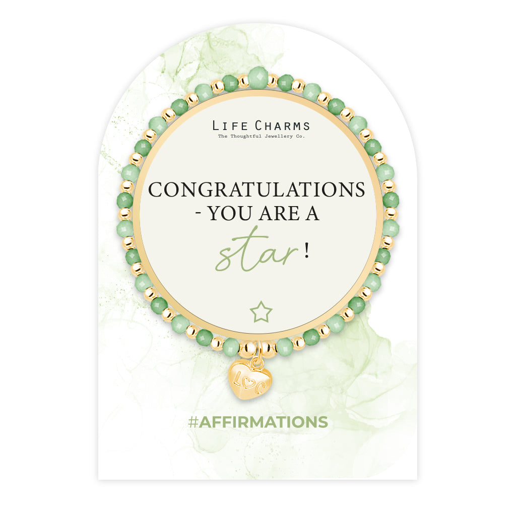 Life Charms Green and Forest Green Congratulations Affirmations Bracelet - More Than Just a Gift | Narborough Hall